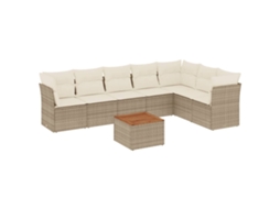 Conjunto de 8 sofás de jardim com almofadões Vime Pe Bege MAISON EXCLUSIVE (8 peças)