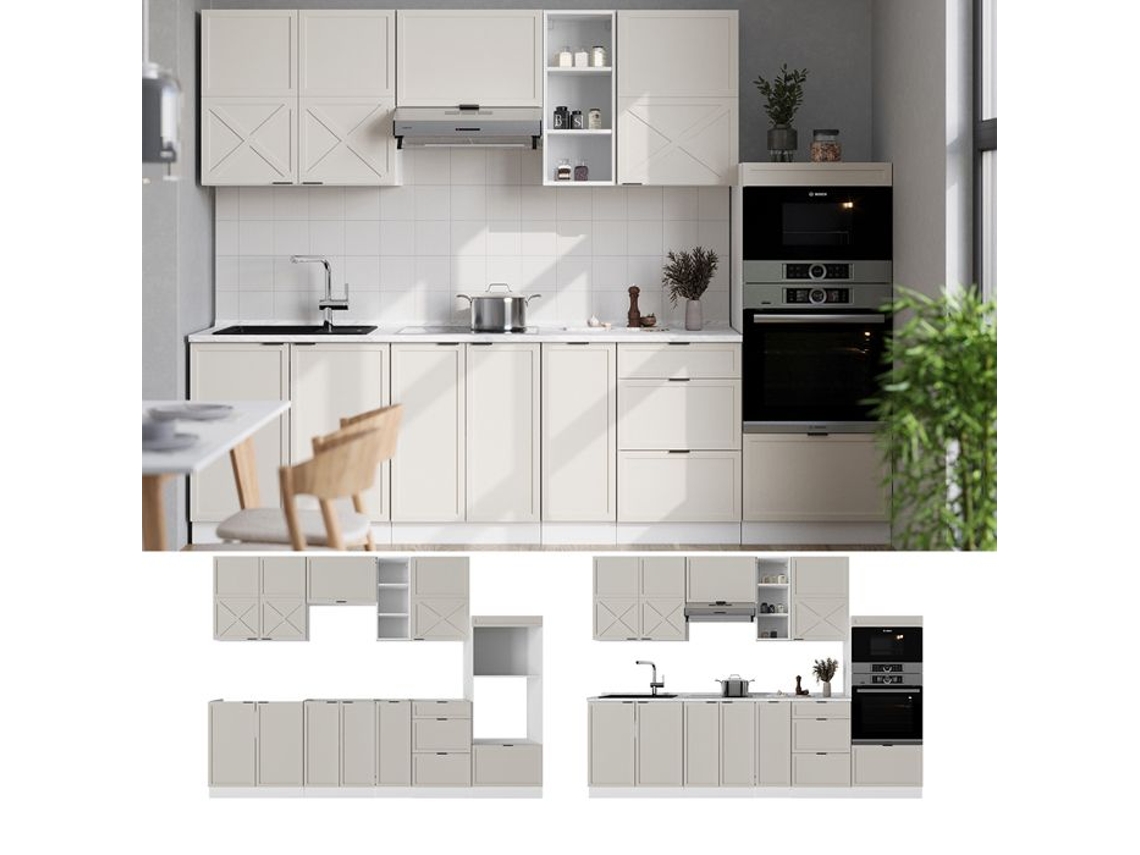 Cozinha Fame Line, 280cm Sem Pt, Grisbeige/branco, Branco, Vicco