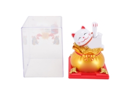 Rebe-gato Da Fortuna Com Braço Móvel Energia Solar Indução De Luz Decoração Para Lar Carro Escritório Presente Dourado