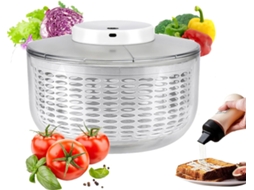 Secador de salada elétrico 6L, semi-fio, automático, para vegetais, com tampa e base antiderrapante.