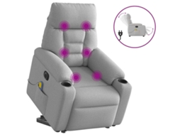 Poltrona reclinável massagens elétrica elevatória VIDAXL Cinzeto Tecido