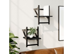 Vidaxl Prateleiras De Parede Com Barras 2 Pcs 20x25x30 Cm Preto