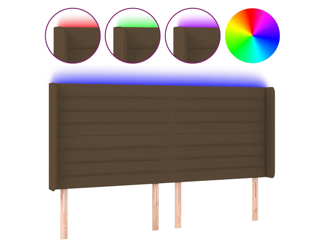 Cabeceira de Cama com Luzes Led Tecido Castanho MAISON EXCLUSIVE (183x16x118 cm)