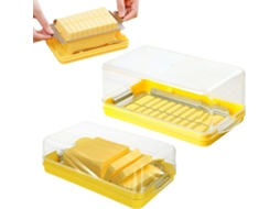 Porta-manteiga Com Tampa E Cortador Embutido, Livre De Bpa, Aço Inoxidável, Geladeira E Bancada, Amarelo, 19,45 X 10,6 X 4,8 Cm