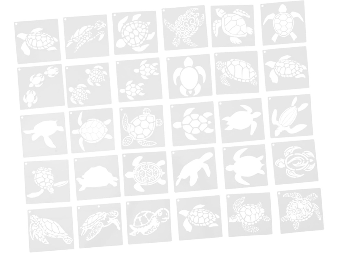 Conjunto De 30 Estênceis Reutilizáveis De Tartarugas Marinhas Para Pintura, Artesanato E Decoração.