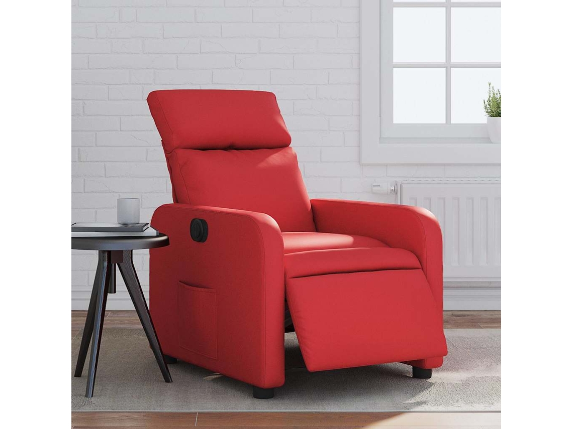 Vidaxl Poltrona Reclinável Elétrica Couro Artificial Vermelho