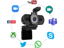 Webcam Full HD 1080p com capa, webcam USB com microfone integrado, mini plug and play para laptop de mesa. Bestvite