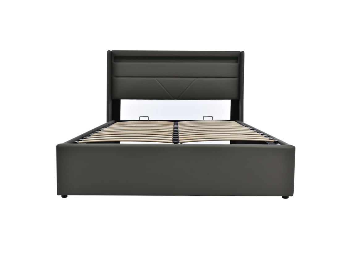 Cama Hidráulica Estofada 140x200 com Arrumação e LED PAPRIKA