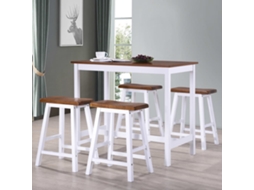 Vidaxl Conjunto Mesa E Bancos De Bar 5 Pcs Madeira Maciça