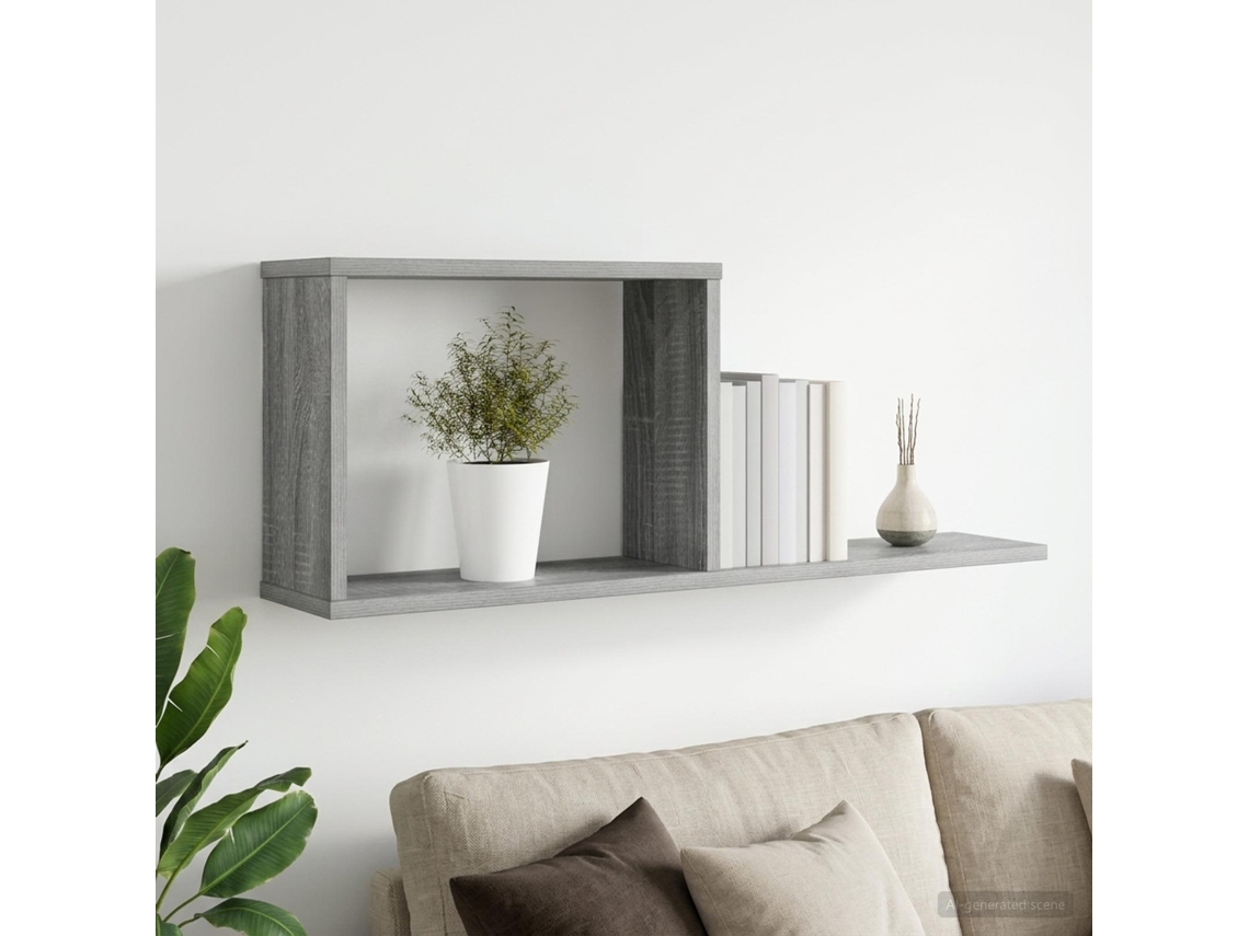 Vidaxl Prateleiras Flutuantes Sonoma Cinzento 80 X 15 X 30 Cm