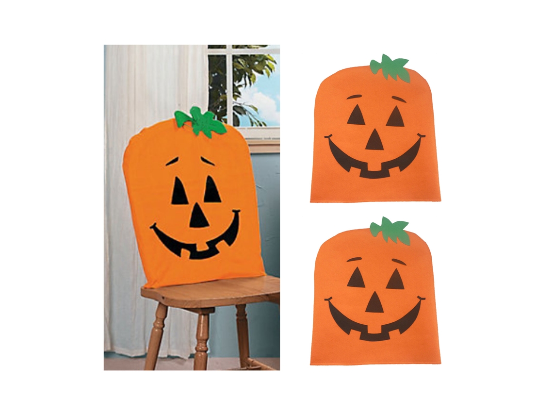 Laxiscreed Decoração De Halloween Com Capas De Cadeira Abóbora, 2 Peças, Tema Abóbora