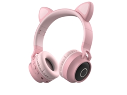 2024 Novos Fones de Ouvido de Gato Bt028C Sem Fio Montados na Cabeça dos Desenhos Animados Bluetooth Gaming Headset Rosa ZXWJ .