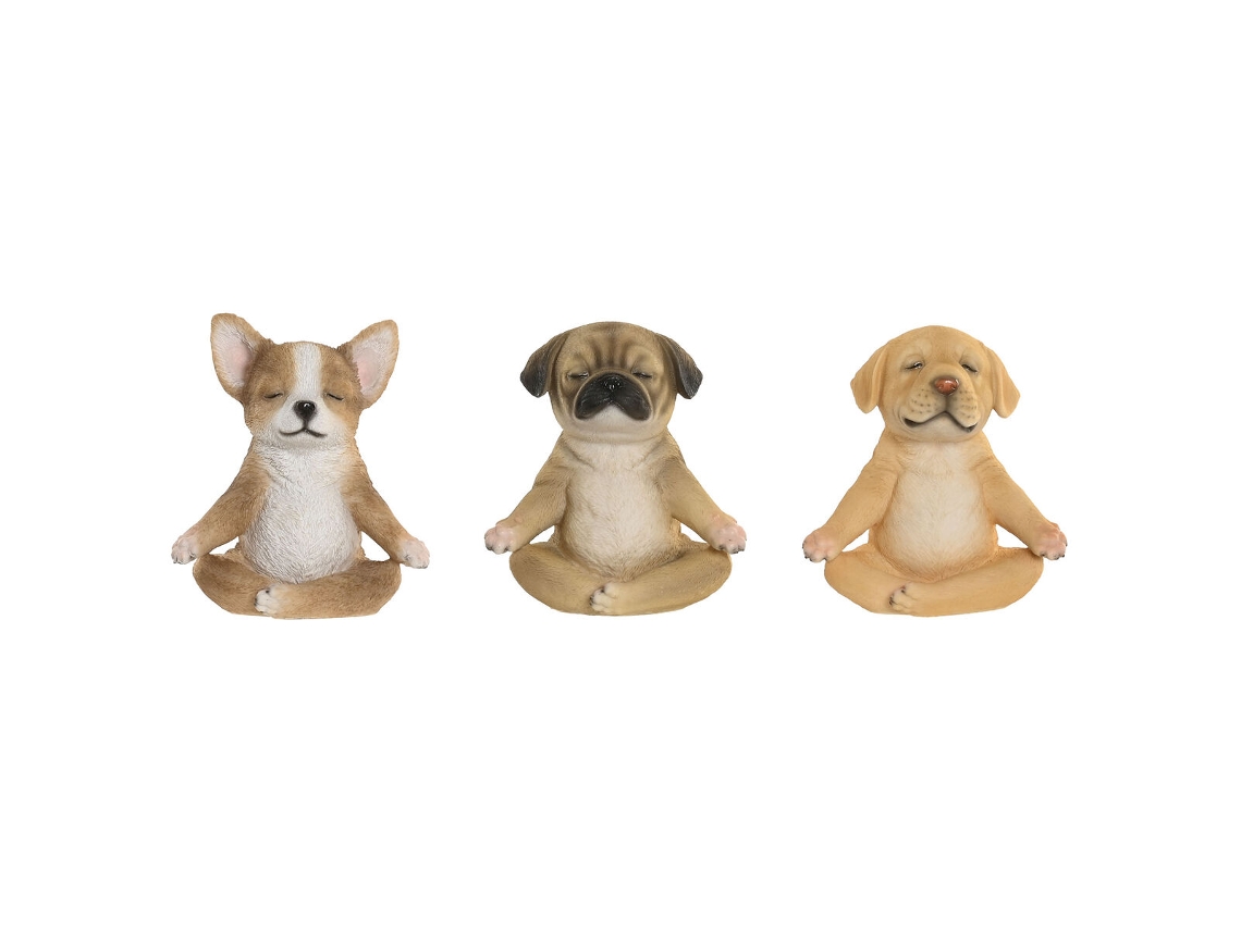 Figura Decorativa Home Esprit Castanho Cão 14,5 X 9,5 X 16 Cm (3 Unidades)
