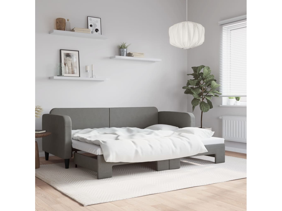 Sofá cama con cajón 80x200 cm Tejido gris oscuro