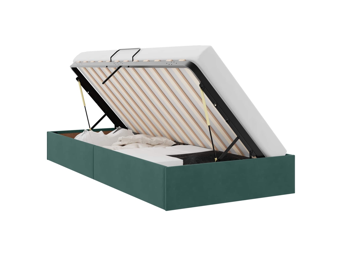 Estrutura de Cama Ottoman Verde escuro 90 X 190 Cm Veludo MAISON EXCLUSIVE