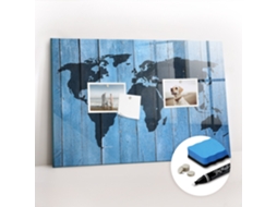 Quadro Magnético Decorativo Mapa-múndi Em Tábuas Para O Quarto Das Crianças Espelharte (60x40 Cm)