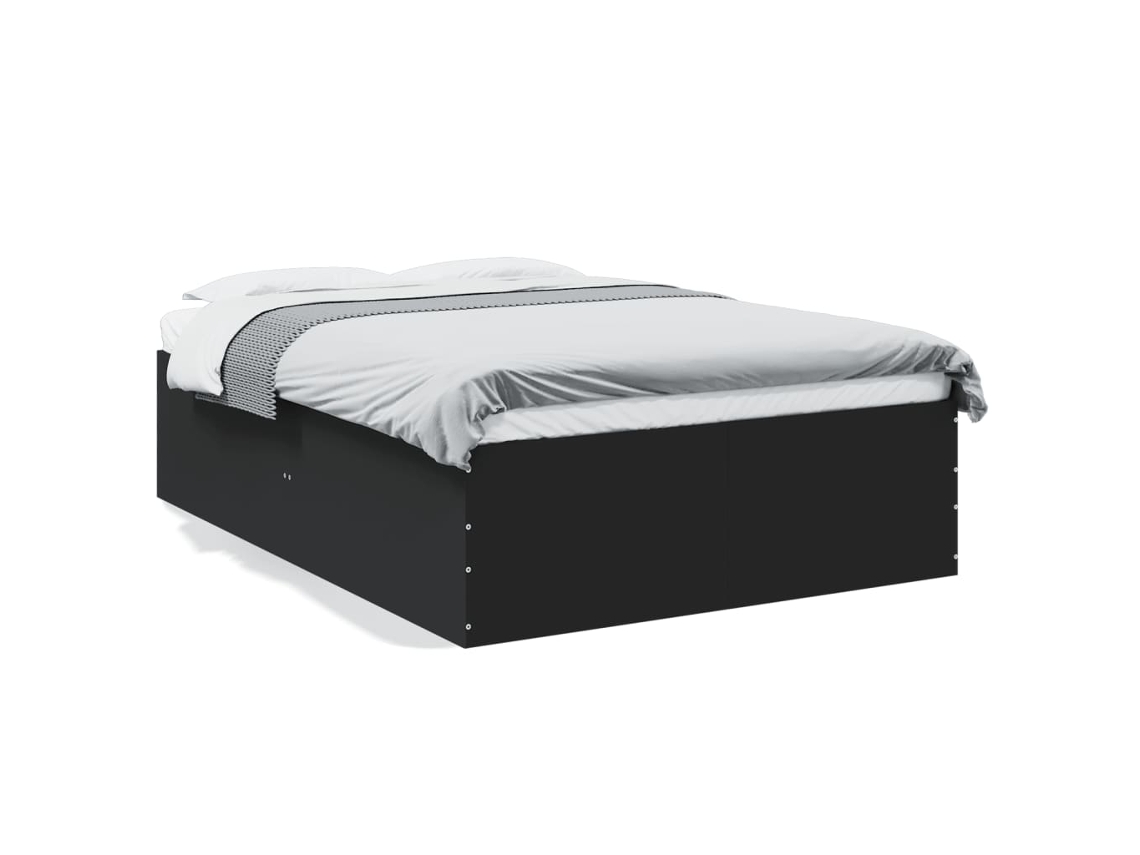 Estrutura De Cama Vidaxl Derivados De Madeira Preto (135 X 190 Cm)