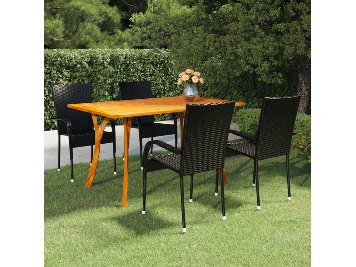Pcs Conjunto De Jantar Para Jardim Preto Dkd Home Decor
