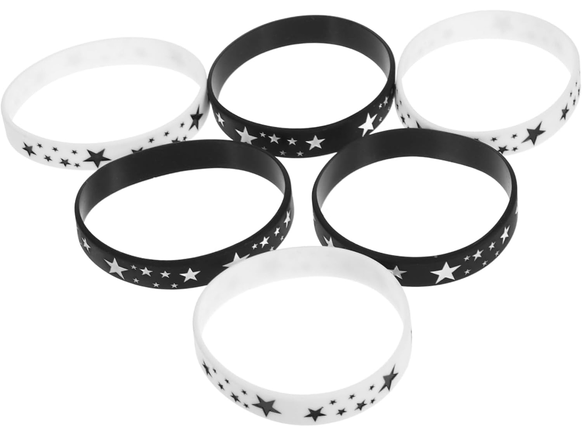 Conjunto De 6 Pulseiras Silicone Com Design Estrela, Pulseiras Elásticas Confortáveis Para Festas, Aniversários E