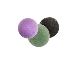 Conjunto De 3 Esponjas Konjac Redondas Para Lavar O Rosto, Naturais E Para Cuidados Faciais (preta, Verde E Roxa)