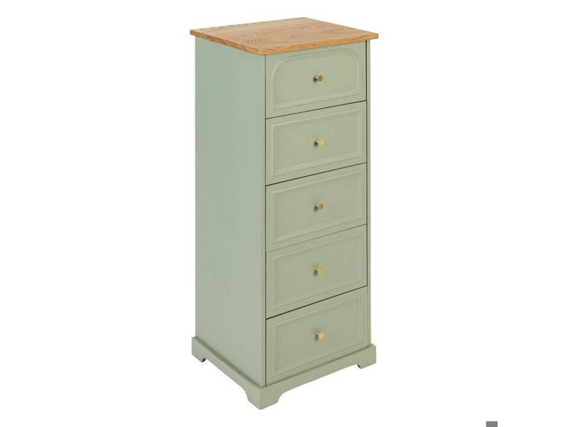 Cômoda Atmosphera Mohea 5 Gavetas Verde Celadon Design Contemporâneo