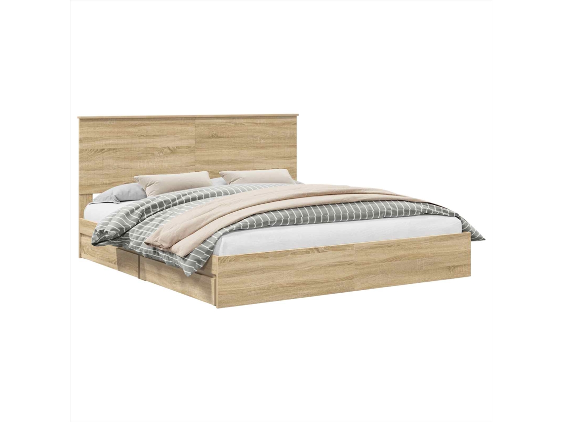 Cama com Armazenamento com Gaveta Carvalho Sonoma MAISON EXCLUSIVE 180x200 cm
