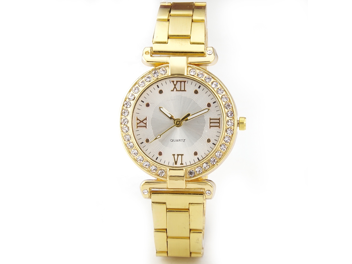 Reloj De Pulsera De Cuarzo Con Correa De Acero Para Hombre Y Mujer Zhoulianfa Dorado
