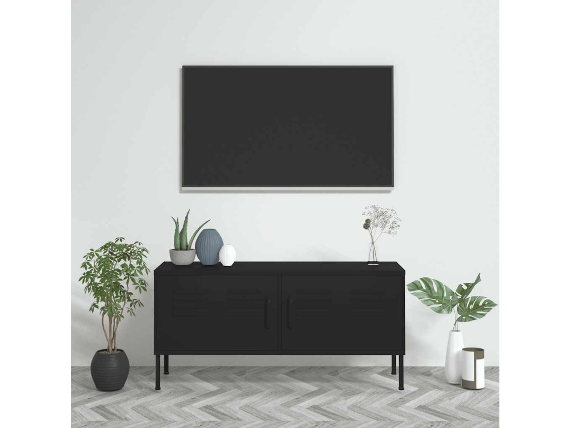 Vidaxl Móvel De Tv Aço 105x35x50 Cm Preto