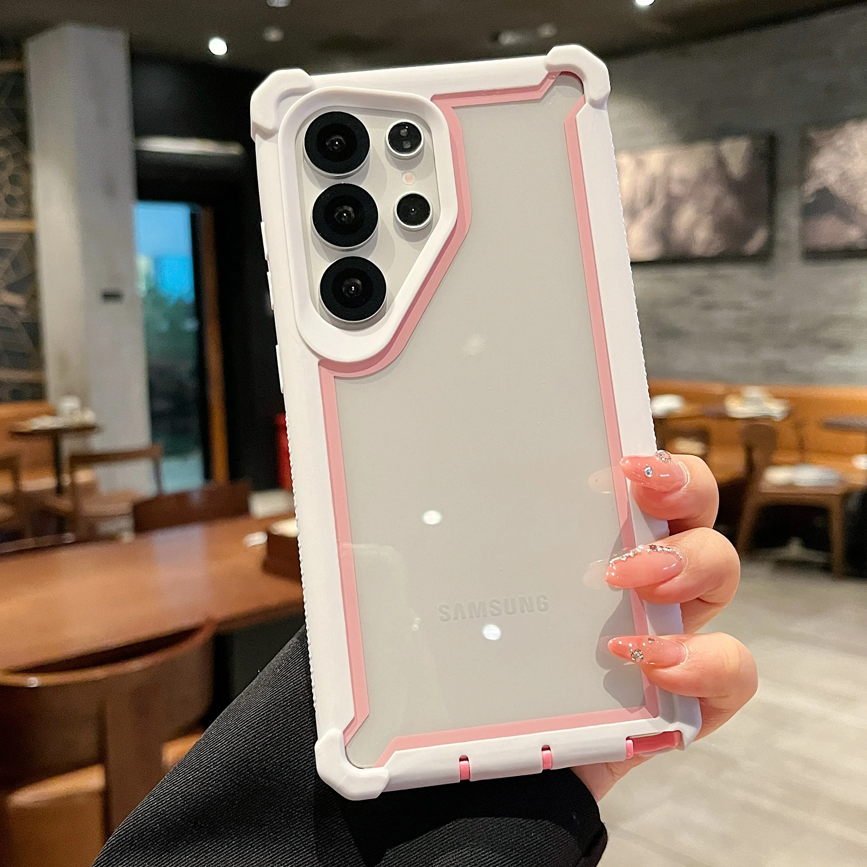 Capa Protetora À Prova De Choque (transparente) Para Galaxy S23 Plus (rosa)