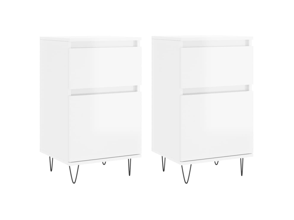 Conjunto de Aparadores 40x35x70 cm Derivados de Madeira Branco Brilhante MAISON EXCLUSIVE