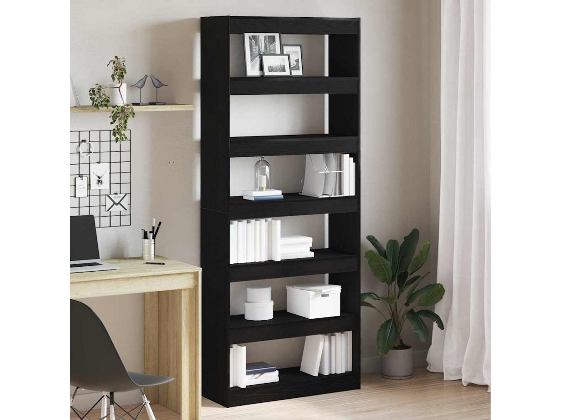 Vidaxl Gabinete De Livros 6 Níveis 80 X 30 X 198 Cm Carvalho Preto