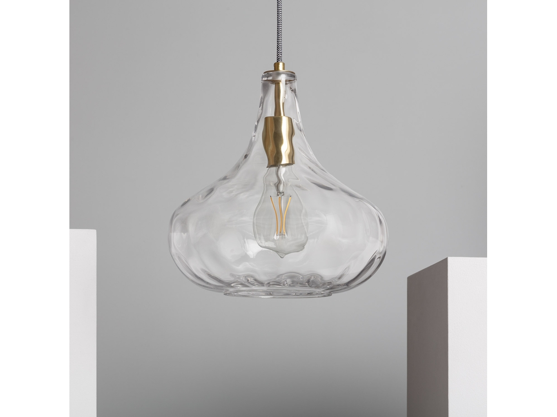 Candeeiro Suspenso Vidro Tassel Dourado