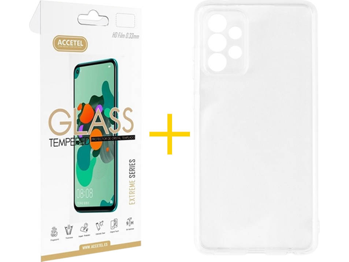 Capa e Película de Vidro Samsung Galaxy A32 4G ACCETEL Silicone Líquido Transparente