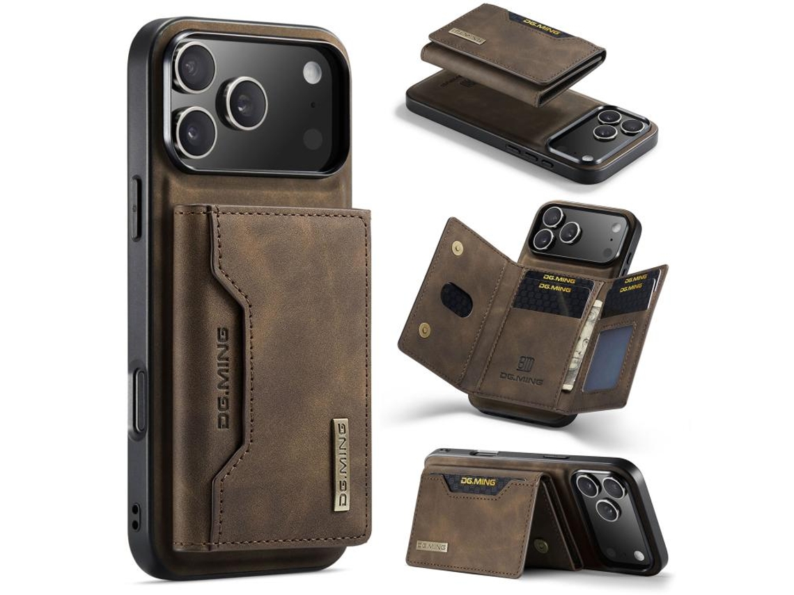 Capa De Couro Para Iphone 17 Pro Max Dg.ming Série M2 Com 3 Compartimentos Para Cartões.