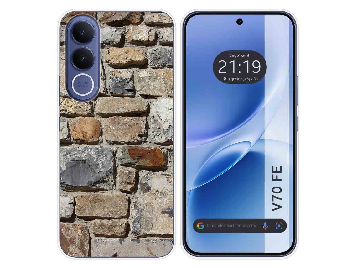 Capa Tumundosmartphone De Silicone Para Vivo V70 Fe Com Estampa De Tijolos 3 Desenhos