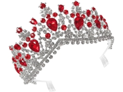 Elegante coroa de casamento vermelha estilo princesa com liga metálica e strass Pente.