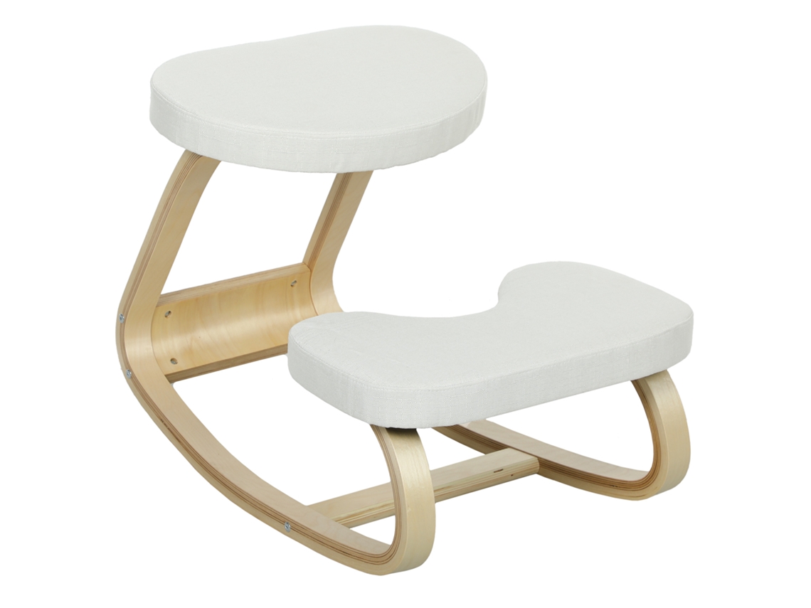 Cadeira De Joelho Creme Ergonômica De Madeira, Função De Balanço, Para Escritório E Casa