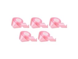 5 Rolos de Laço de Seda Duas Faces 4cm para Embalagem de Presentes e Artesanato Rosa Claro com S/MARCA