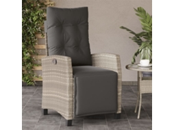 Cadeira Jardim Reclinável C/ Apoio Para Pés Vime Pe Cinza Claro Dkd Home Decor