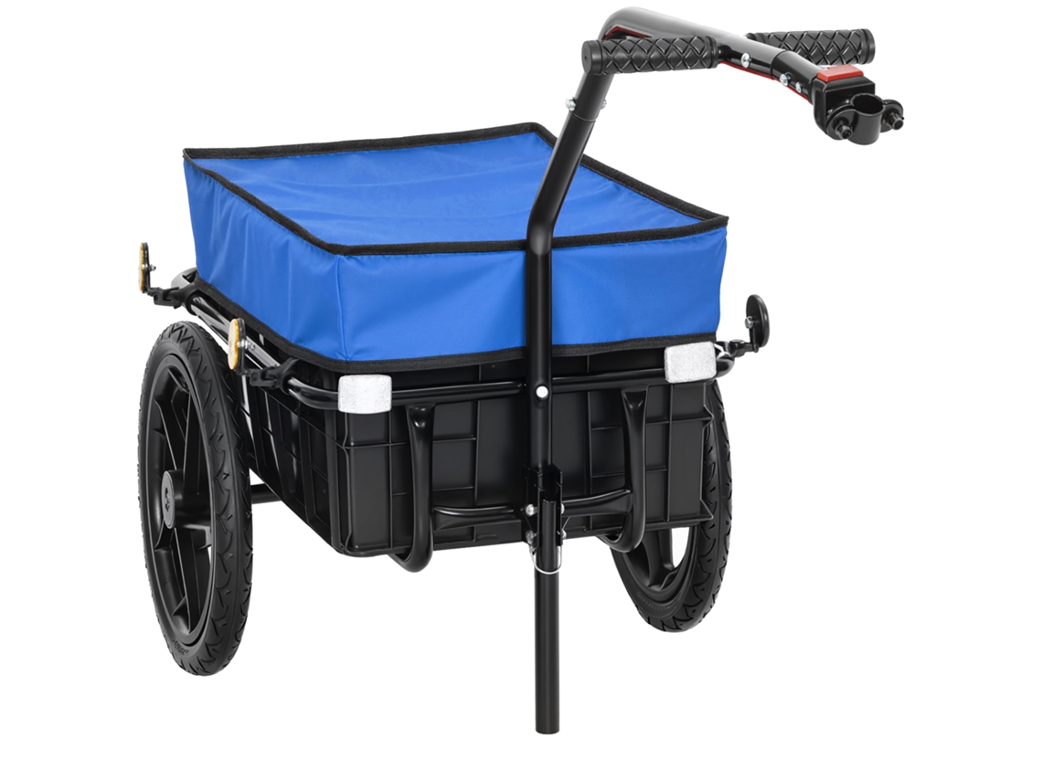 Reboque De Bicicleta 40 Kg Com Cobertura De Tecido Oxford Refletores E Estrutura De Aço 144x59x80 Cm Azul