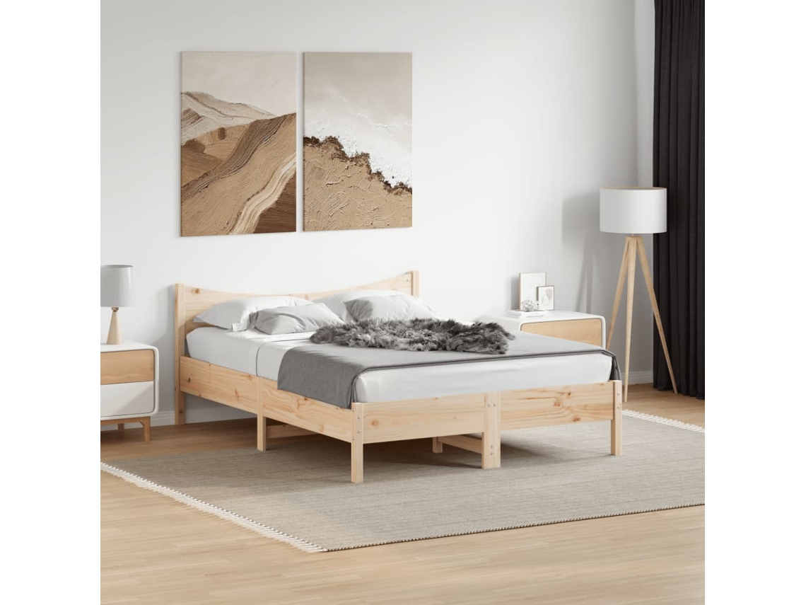 Vidaxl Cama Sem Colchão 120x190 Cm Madeira De Pinho Maciça
