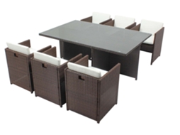 Conjunto de Refeição CONCEPT U Miami 6 pessoas em resina trançada Brown Poly Rattan