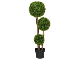 Árvore Buxo 3 Bolas 110cm Com Vaso, Interna Externa Verde