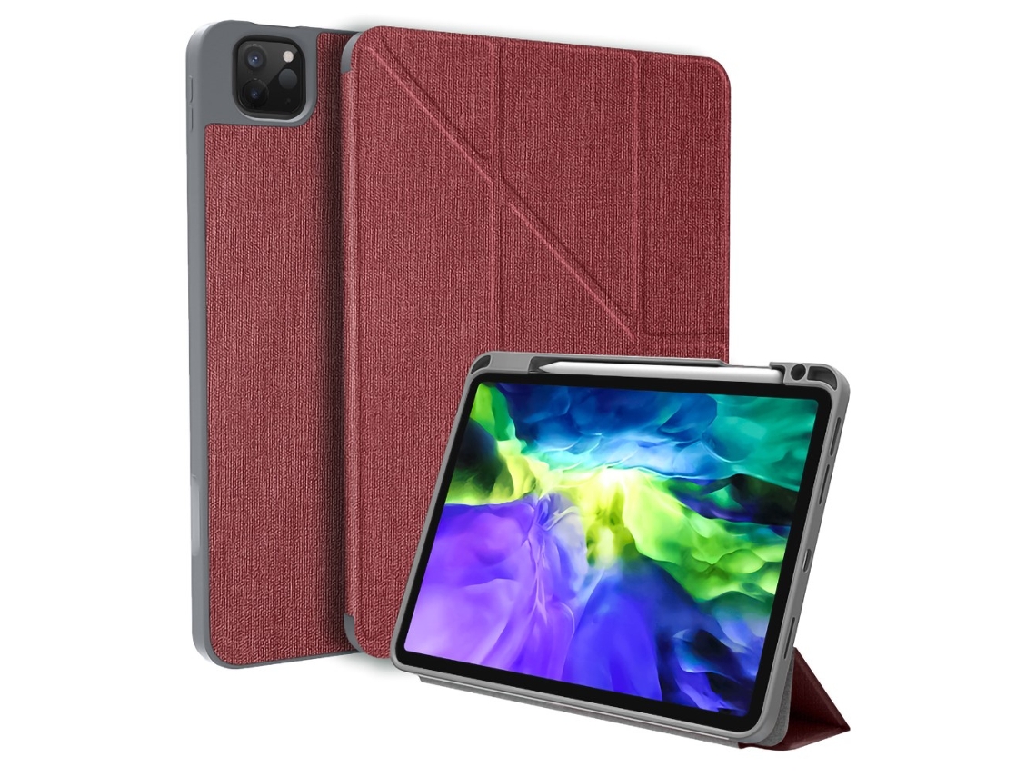 Capa Em Pu Despertar/suspensão Automático Com Suporte E Suporte Para Caneta Vermelho Para O Seu Apple Ipad Pro 11 Pouces Mutural (2021/2020/2021)