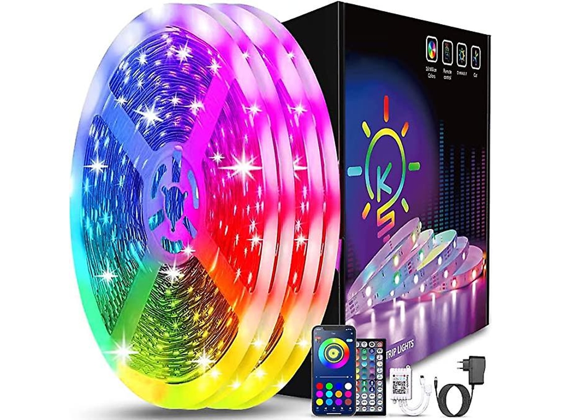 Lurelia Fita Led Rgb 15x2, 44 Teclas, Bluetooth, App, Comando Remoto, Sincronização Musical