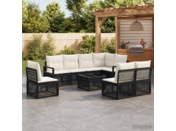 Vidaxl Conjunto De Sofá De Jardim 9 Unid. Preto Vime Pe