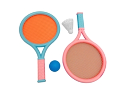 Conjunto De Raquetes De Badminton Para Crianças Anti-derrapante Durável Leve 2 Raquetes 2 Bolas Azul Rosa