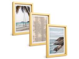 Quadros Decorativos Para Paredeareia De Verão, Vistas Para O Mar Moldura Dourada Quadros Para O Escritório Espelharte (3 Peças 20x30 Cm)