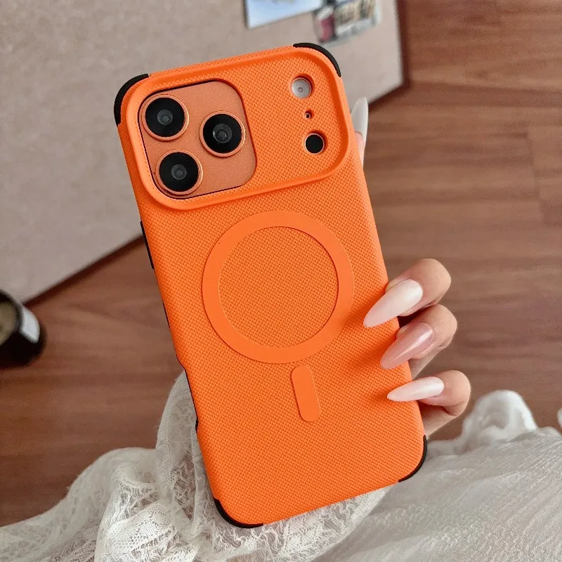 Capa Para Celular (iphone 15 Pro Laranja) Antiderrapante E Resistente A Impactos, Com Carregamento Sem Fio.