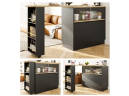 360° Drehbare Essbar 90x45x100cm, Modern, Multifunktional, Sideboard Mit Ablagen+glas Cs